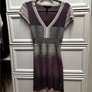 BCBGMaxAzria Gray and Purple Sheath Midi Dress